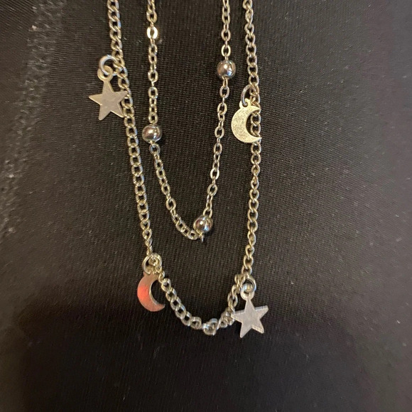 silver double strand moon and star choker 🐼🐼🐼 - Picture 2 of 4